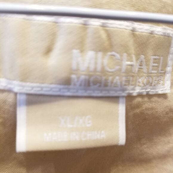 Michael Kors Tan Vintage Cropped LinenTop Jacket Ruffle Hem Buttons Size XL - Picture 9 of 15